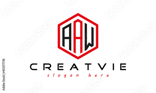 letters logo, letters AAW modern unique minimalist creative polygon logo design, vector template photo