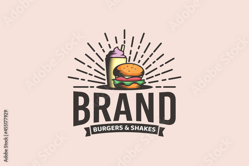 burger and shakes logo vector graphic for any business especially for fast food, restaurant, cafe, etc.