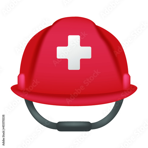 Rescue Worker’s Helmet Emoji Icon Illustration Sign. White Cross Vector Symbol Emoticon Design Vector Clip Art.