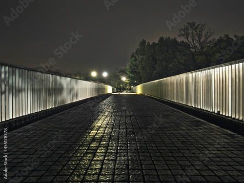 Photography Tokyo,Japan - September 6, 2021: Takarano-Narahara-Park bridge in Tama city, Tok