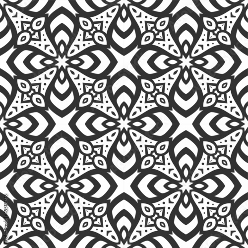 Pattern black and white shape. Simple seamless ornament background