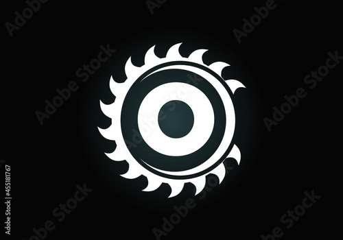Initial O monogram alphabet with the saw blade. Carpentry, woodworking logo design. Font emblem. Modern vector logo for sawmill business and company identity