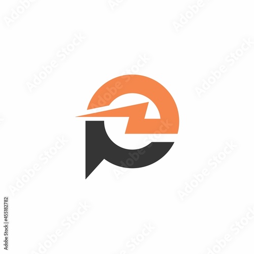 letter PE logo with lightning,electrical icon
