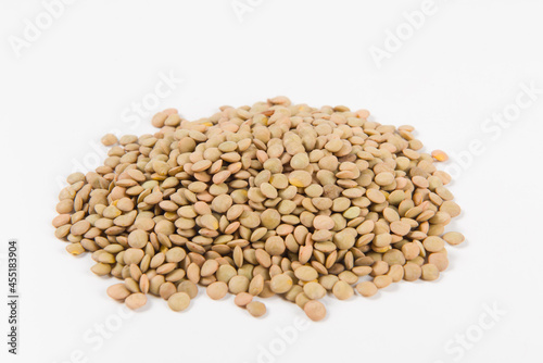 raw lentil culinaris beans isolated on white background