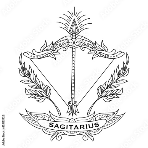 Hand drawn of Sagittarius in zentangle style