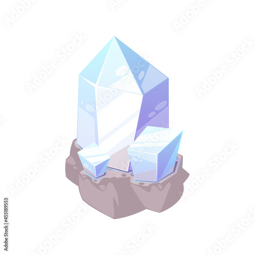 Mineral expensive tourmaline semi precious emerald isolated flat cartoon icon. Vector apatite opal quartz glass. Ui game jewelry, precious gemology rock. Jewel mineral stone, natural gemstone zircon