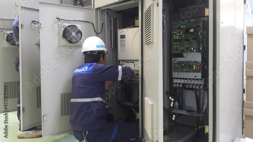 Electrician inspection  electrical system and control cabinet  , Lock out for electrical maintenance