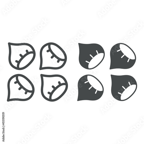 Roasted chestnuts line and solid icon, street food concept, korean nuts roast vector sign on white background, outline style icon for mobile concept and web design. Vector graphics.