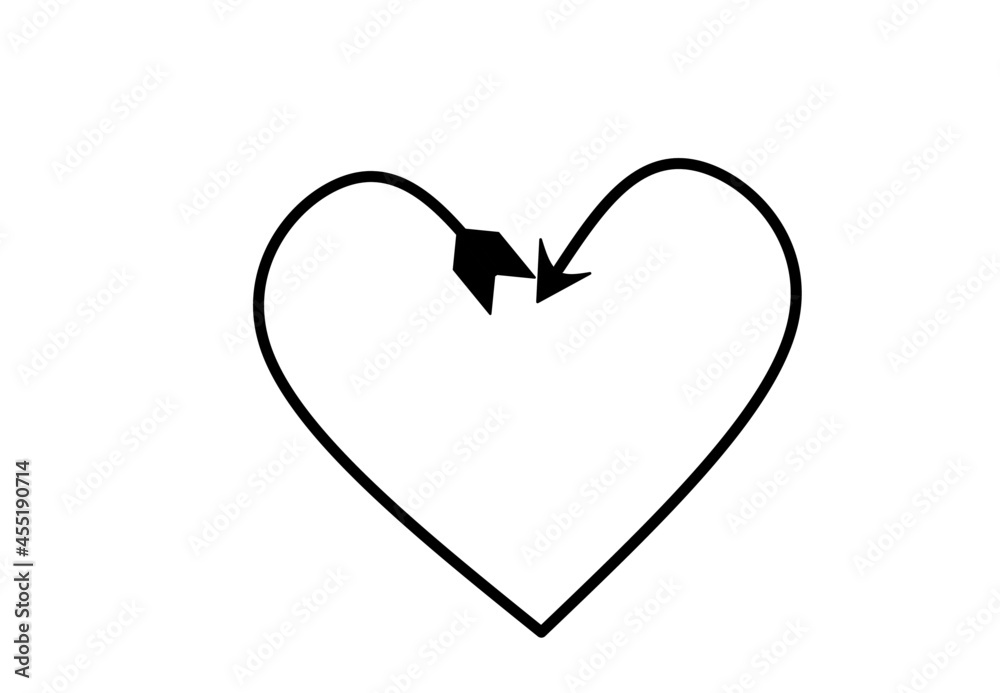 black and white arrow heart