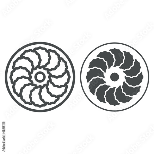 Hotteok sweet pancakes line and solid icon, asian food concept, korean dessert vector sign on white background, outline style icon for mobile concept and web design. Vector graphics.