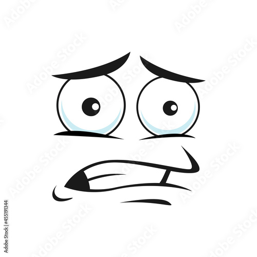 Pop-eyed scared fearful emoticon isolated icon. Vector frightened confused, panicked emoji, shocked or afraid face expression. Smiley with big open eyes, scared expression. Open-eyed stressed face