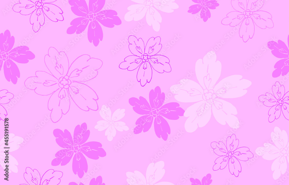 Abstract seamless pattern made out of pink flowers. pink flowers background
