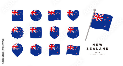 Quadro su tela New Zealand national flag icon set vector illustration