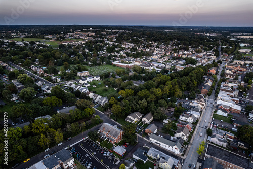 Aerial Drone Sunset in Souderton Pennsylvania 