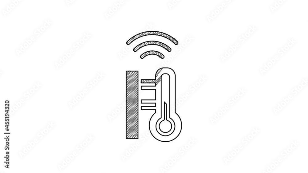Black line Smart meteorology thermometer measuring system icon isolated on white background. Internet of things concept with wireless connection. 4K Video motion graphic animation Black line Smart meteorology thermometer measuring system icon isolated on white background. Internet of things concept with wireless connection. 4K Video motion graphic animation