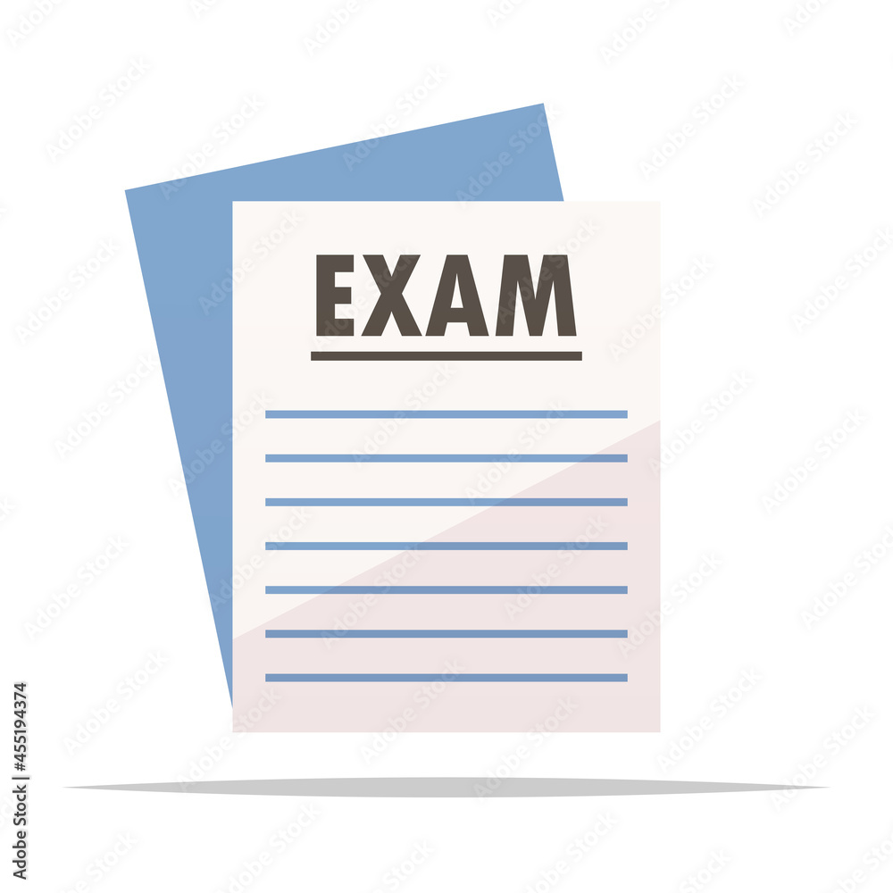 Exam test paper vector isolated illustration Exam test paper vector isolated illustration