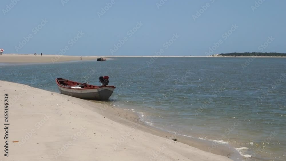 boat on the bank of Preguica river in Atins, Maranhao, Brazil boat on the bank of Preguica river in Atins, Maranhao, Brazil