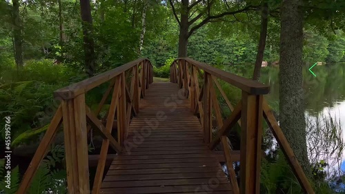 Wooden bridge at Lunedet Camping in Karlskoga, Sweden. photo