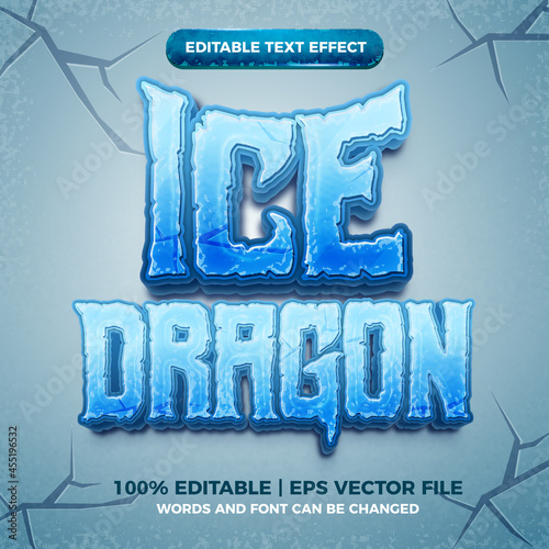 ice dragon 3d frozen editable text effect cartoon style