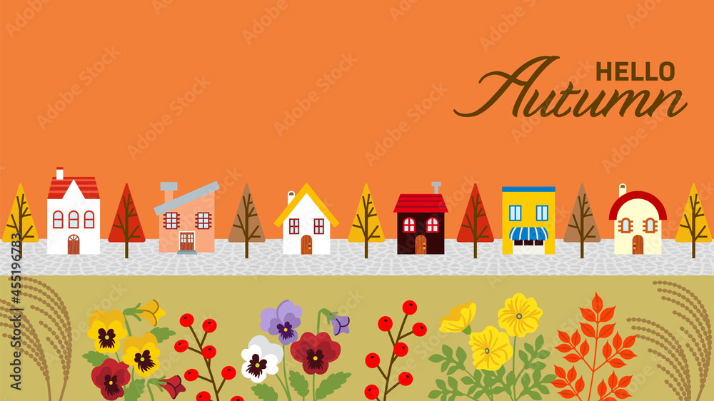 Autumn townscape design template - Include words 