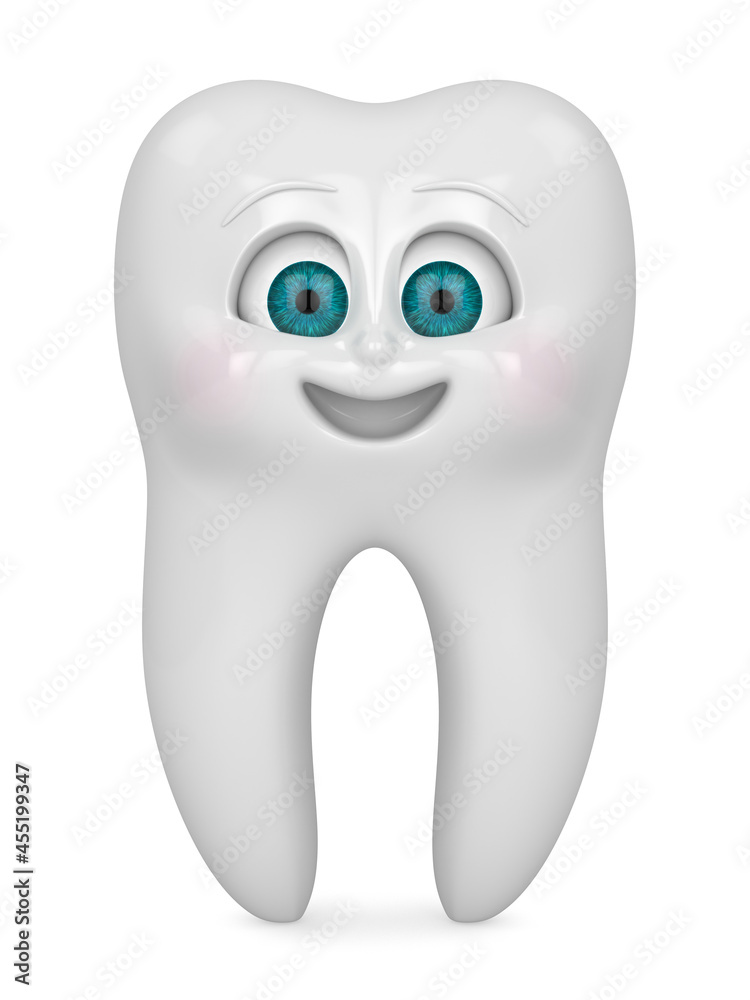 3D render of cartoon Mr Tooth isolated over white background 3D render of cartoon Mr Tooth isolated over white background
