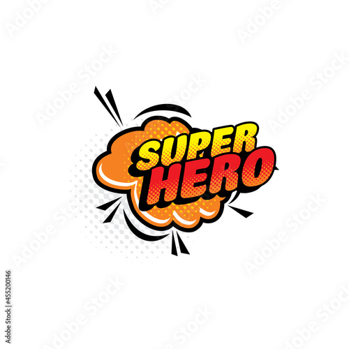 Super hero comic halftone bubble isolated vector icon. Cartoon pop art speech balloon, retro cloud blast explosion with dotted pattern. Superhero vintage sound symbol