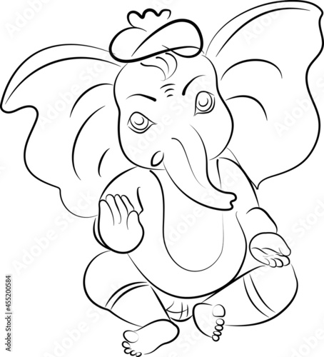 Ganesh design in black line art