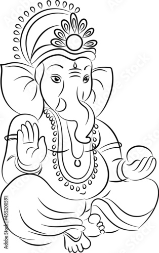 Intricate Ganesh design in line art