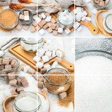 Collage of different types of sugar.