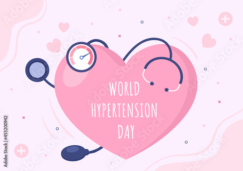 World Hypertension Day Vector illustration Commemorated Every May 17 to Symptoms and Prevention Blood Pressure Health for Background, Poster, Brochure