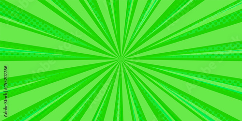 Halftone comic background. Green wallpaper template with superhero design. Vector illustration in pop art style