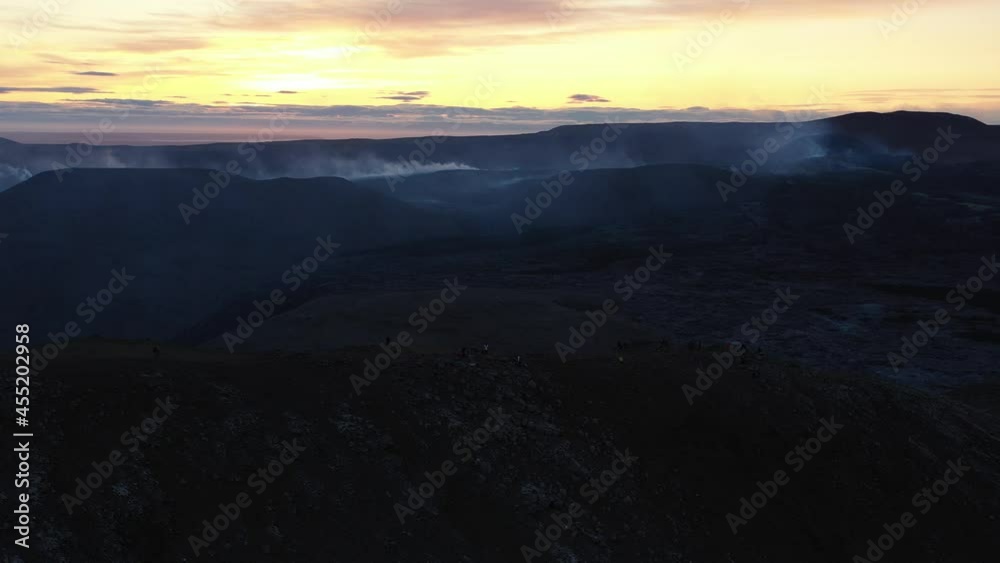 Hikers in viewpoint of Mount Fagradalsfjall Volcano
4K drone shot Mount Fagradalsfjall, September 2021, Iceland
Hikers in viewpoint of Mount Fagradalsfjall Volcano
4K drone shot Mount Fagradalsfjall, September 2021, Iceland
