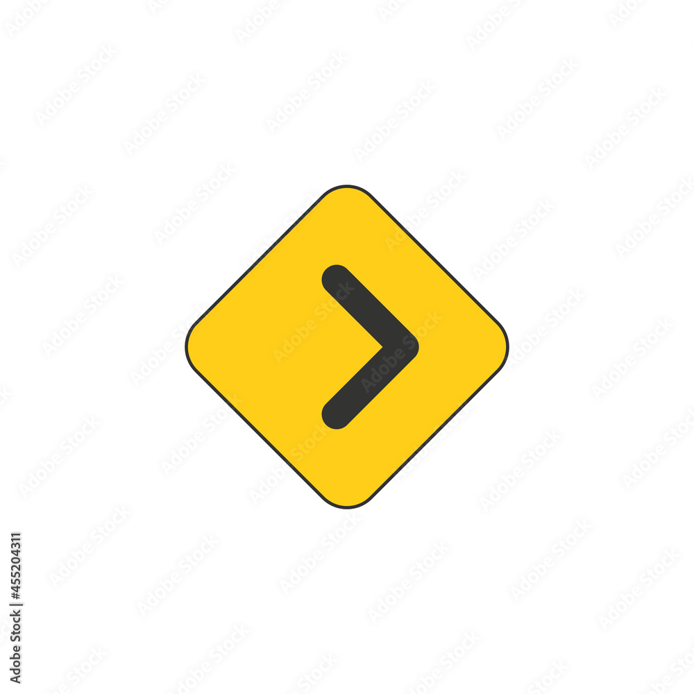 Black on yellow vector chevron arrows pointing right. road sign for turn. Stock Vector illustration isolated on white background. Black on yellow vector chevron arrows pointing right. road sign for turn. Stock Vector illustration isolated on white background.