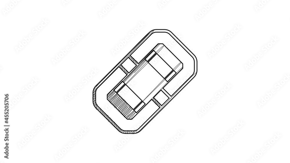 Black line Rafting boat icon isolated on white background. Inflatable boat. Water sports, extreme sports, holiday, vacation, team building. 4K Video motion graphic animation Black line Rafting boat icon isolated on white background. Inflatable boat. Water sports, extreme sports, holiday, vacation, team building. 4K Video motion graphic animation