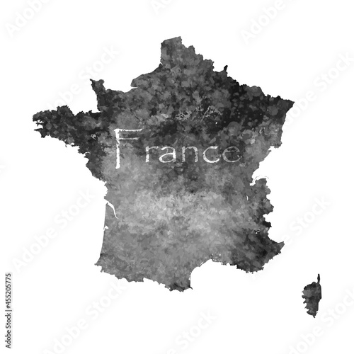 Old abstract grunge map of France with ancient map and letters on white background. Vector EPS 10.