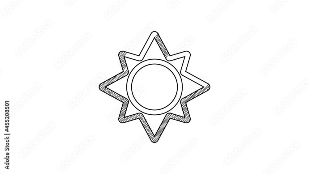 Black line Sun icon isolated on white background. 4K Video motion graphic animation Black line Sun icon isolated on white background. 4K Video motion graphic animation