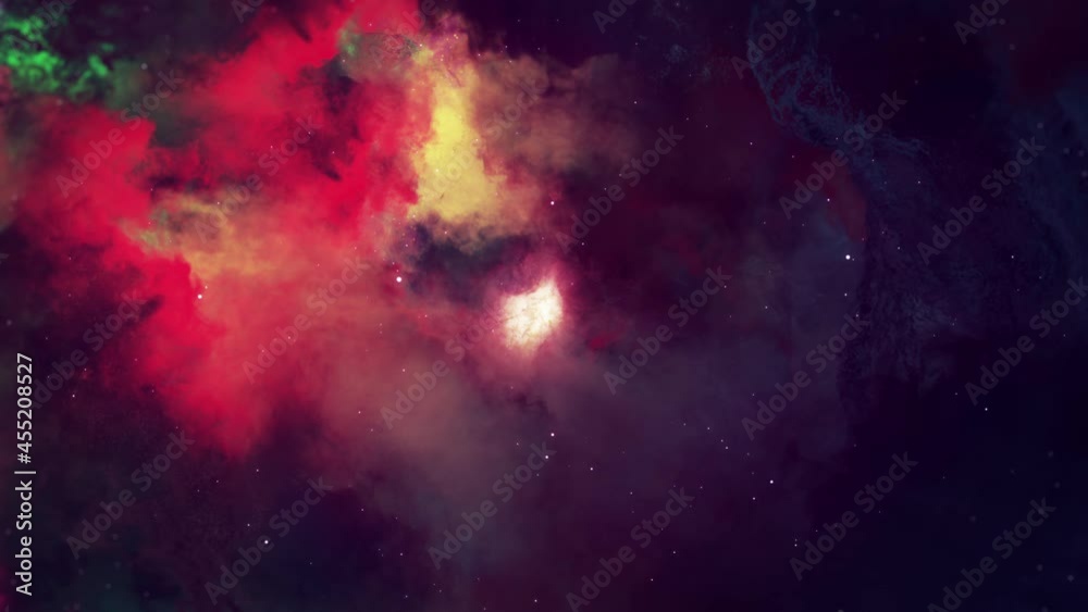 Nebula Clouds Seamless Loop with Particle Star fly to Galaxy. Passing nebula clouds with star glow and fly to planet. Nebula Clouds Seamless Loop with Particle Star fly to Galaxy. Passing nebula clouds with star glow and fly to planet.