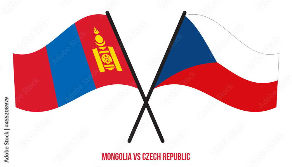 Mongolia and Czech Republic Flags Crossed And Waving Flat Style. Official Proportion. Correct Colors Mongolia and Czech Republic Flags Crossed And Waving Flat Style. Official Proportion. Correct Colors
