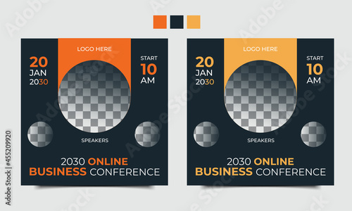 Simple Geometric conference or poster business meeting design banner. Layout for placement of photos