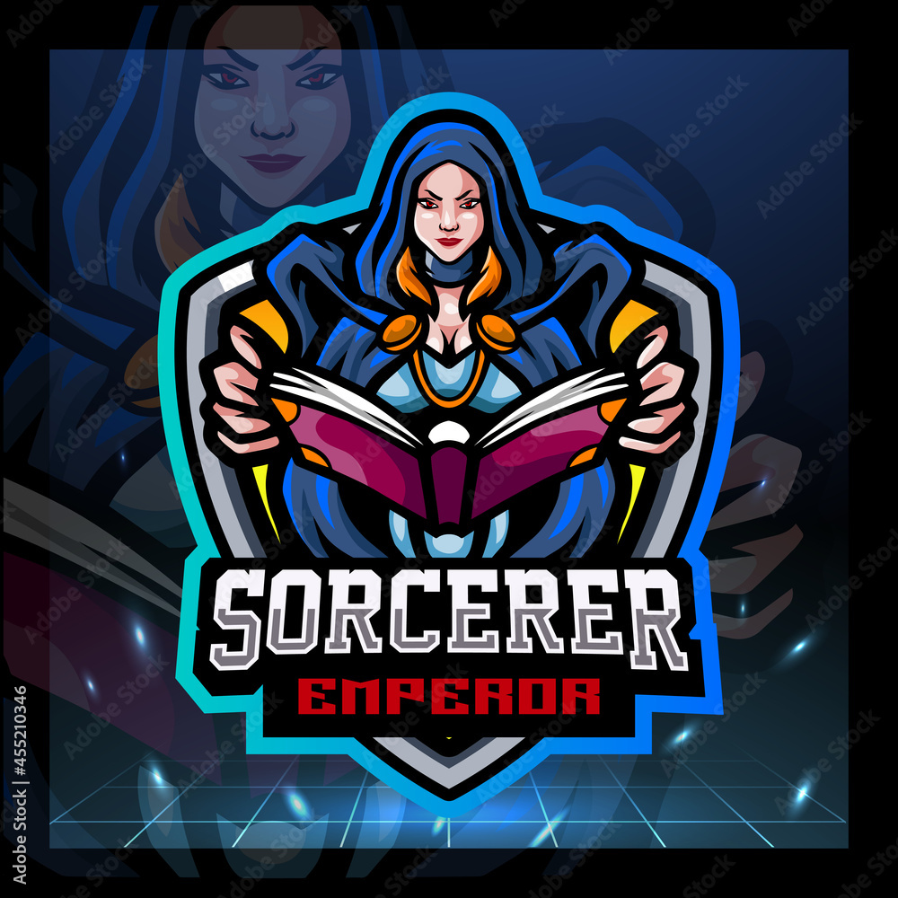 Sorcerer girl mascot logo design Sorcerer girl mascot logo design