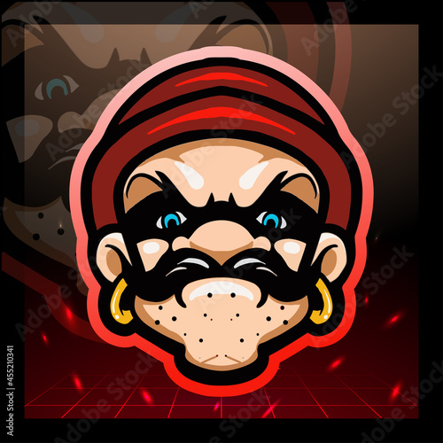 Robber head mascot logo design