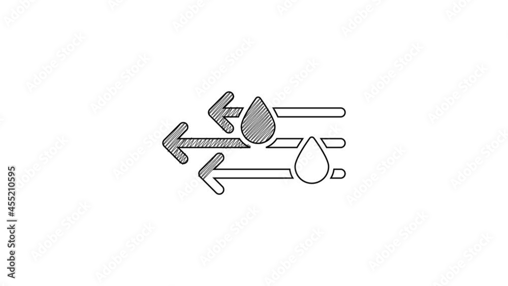 Black line Wind and rain icon isolated on white background. Windy weather. 4K Video motion graphic animation Black line Wind and rain icon isolated on white background. Windy weather. 4K Video motion graphic animation