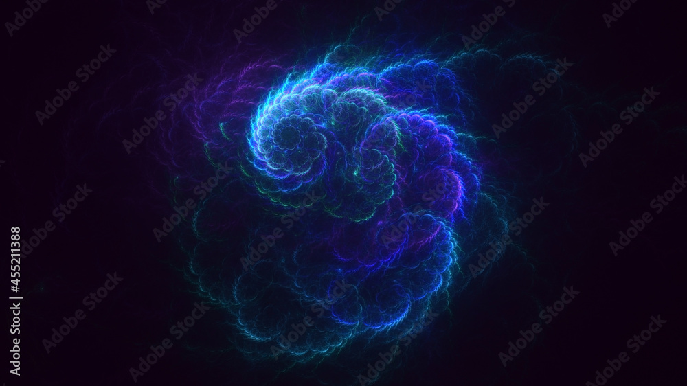 3D rendering abstract multicolor fractal light background
