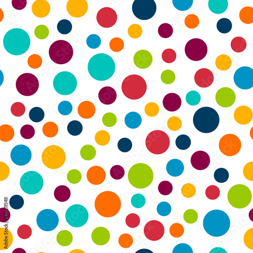 Polka Dot Vector Seamless Pattern. Spot circle bubble texture. Colorful abstract background design