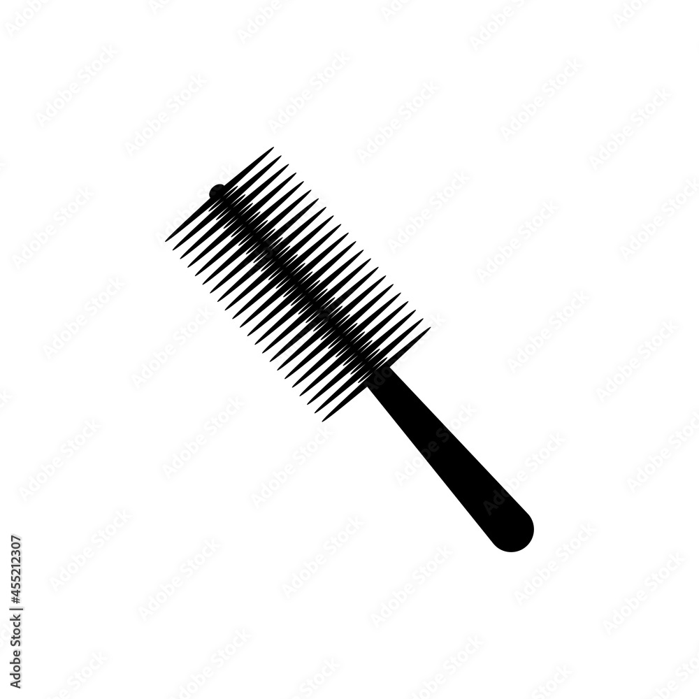 The silhouette of a round comb in black on a white background. The silhouette of a round comb in black on a white background.