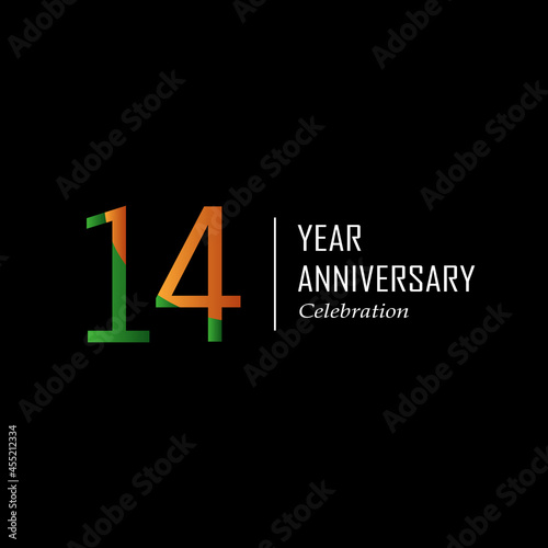 14th anniversary event party. Vector illustration. numbers template for Celebrating.