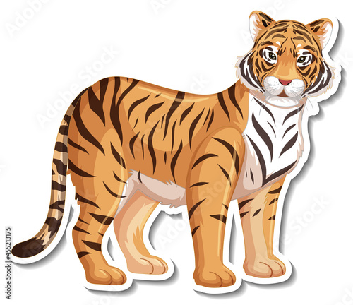Fototapeta Naklejka Na Ścianę i Meble -  A sticker template of tiger cartoon character