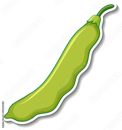 Green beans sticker on white background