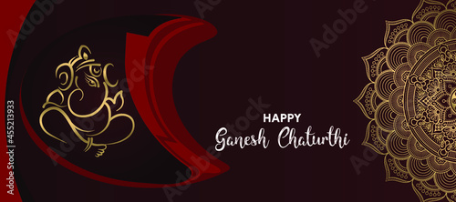 Lord Ganesha elegant vector design with mandala art for Ganesh Chaturthi festival. Indian Ganpati festival