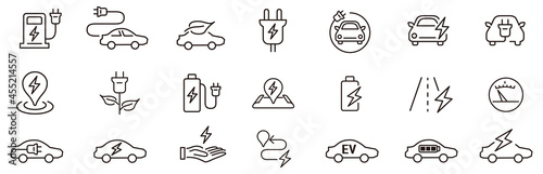 Line Electro Car Icons vector